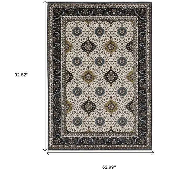 Ivory Medallion Area Rug With Fringe Photo 3