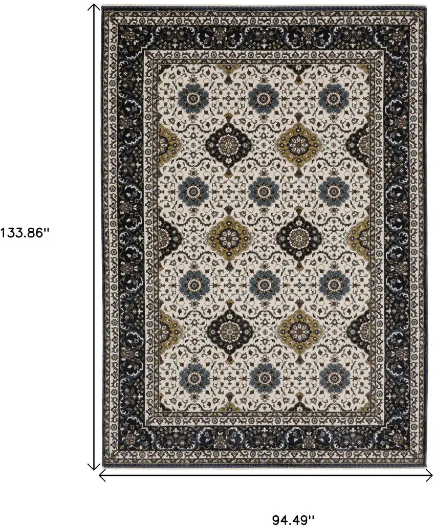 Ivory Medallion Area Rug With Fringe Photo 3