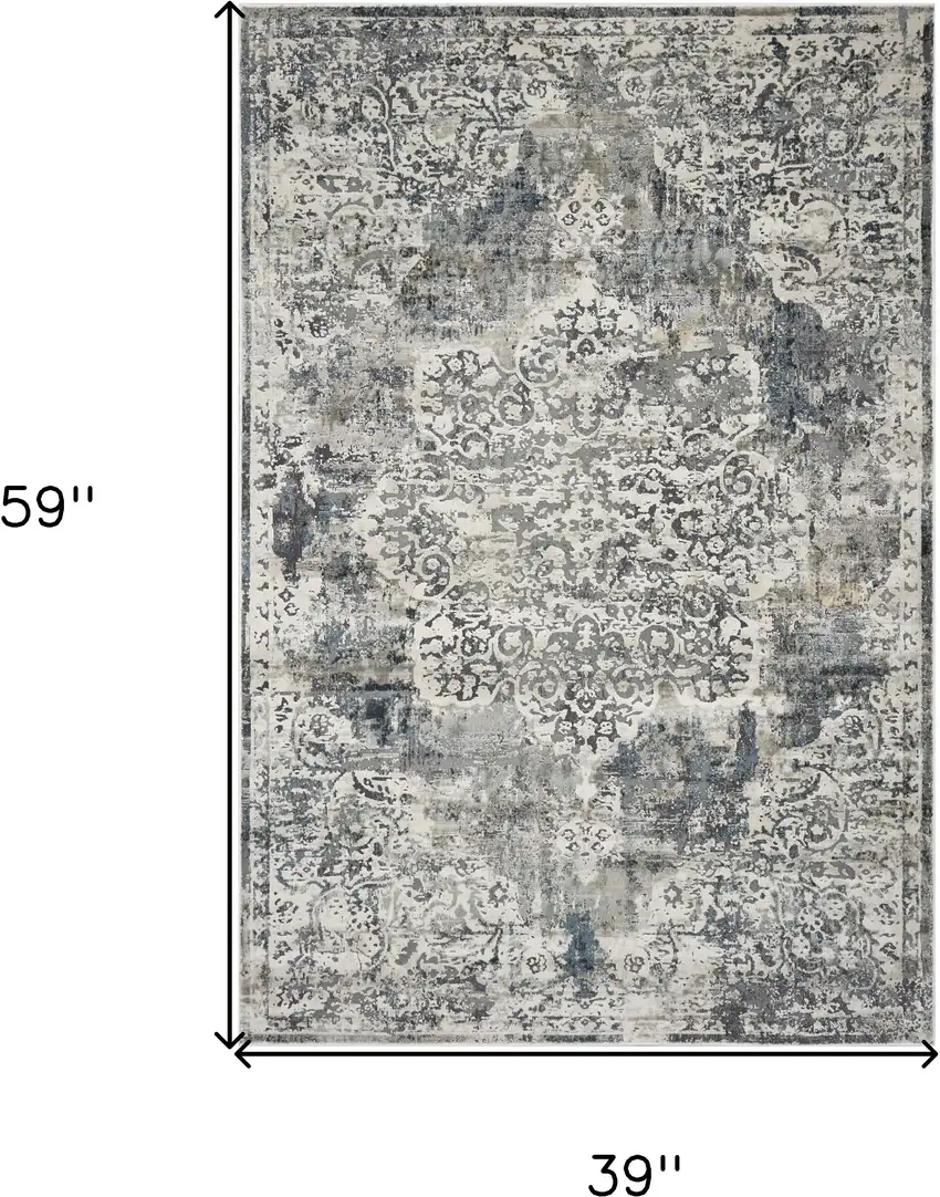 Ivory Medallion Area Rug Photo 3