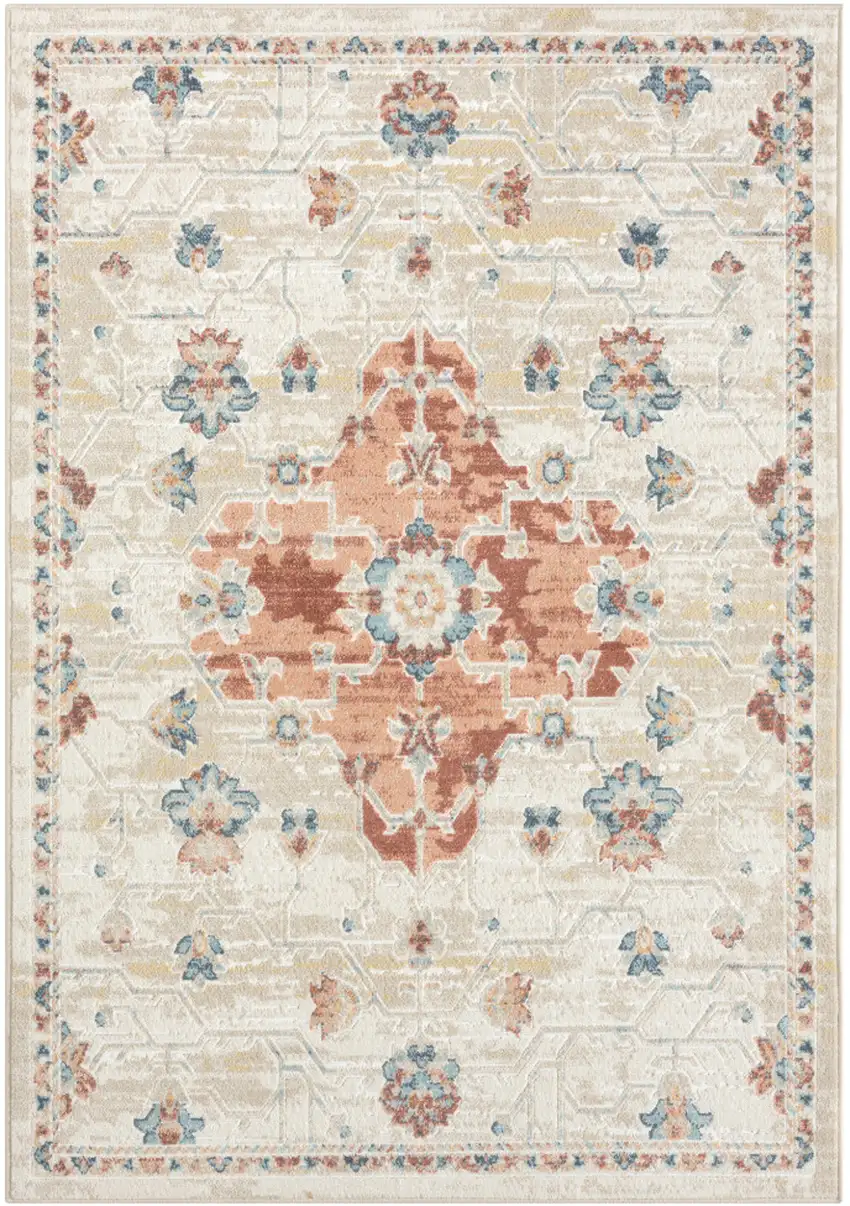 Ivory Medallion Area Rug Photo 1
