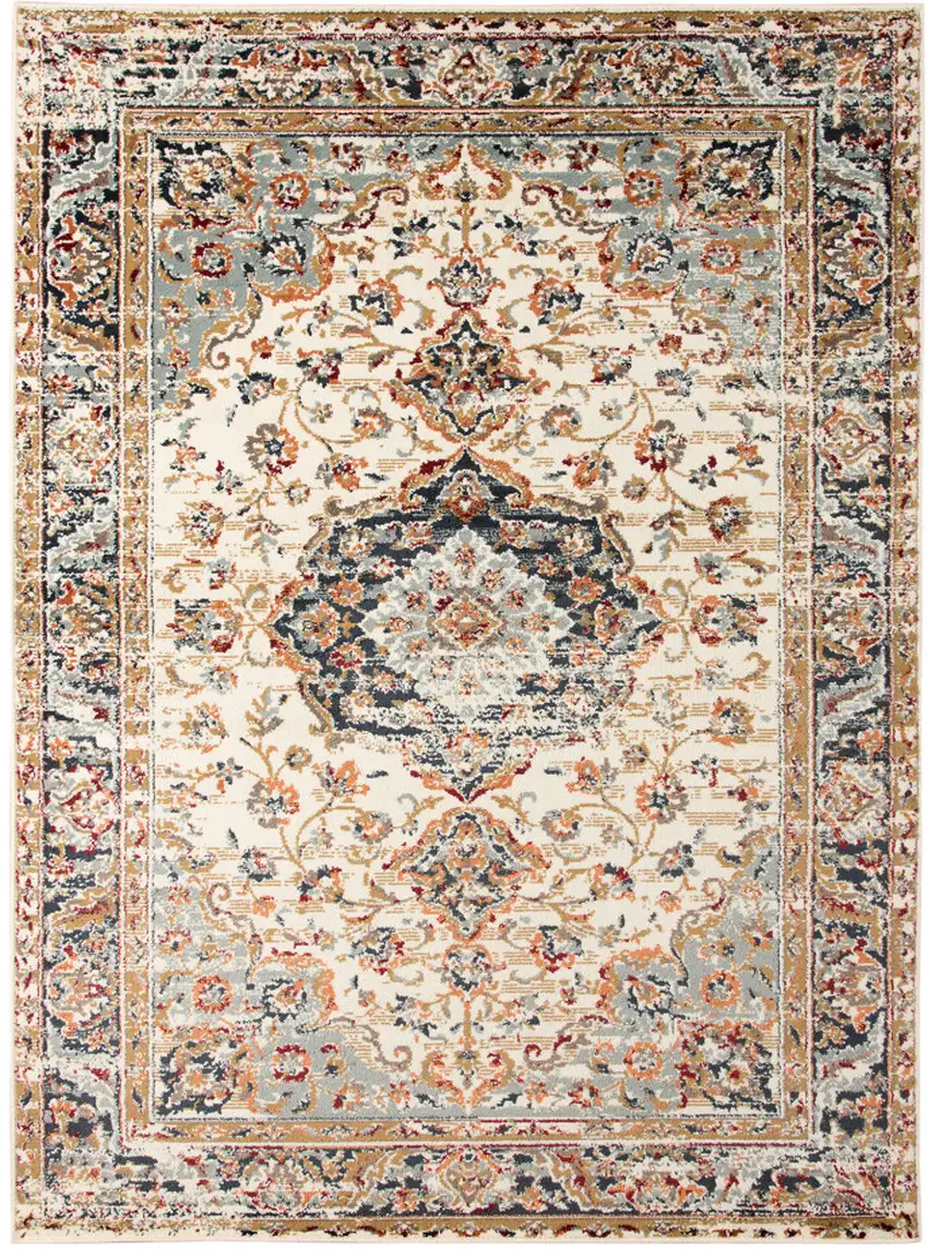 Ivory Medallion Power Loom Area Rug Photo 1