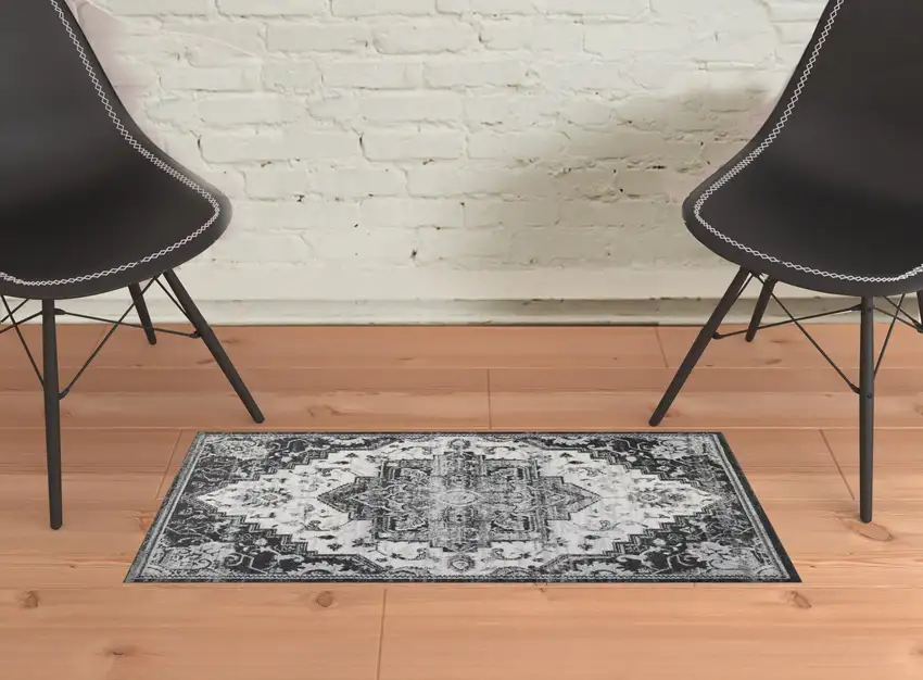 Ivory Medallion Power Loom Area Rug Photo 2