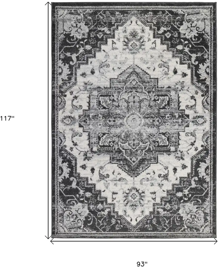 Ivory Medallion Power Loom Area Rug Photo 6