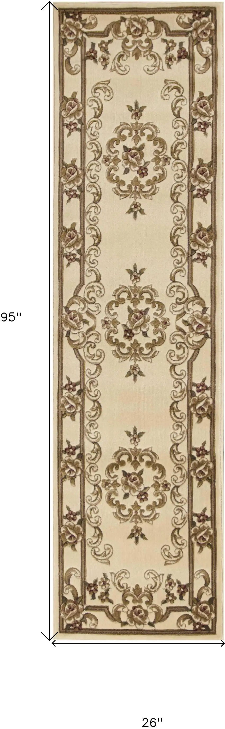 Ivory Medallion Runner Rug Photo 8