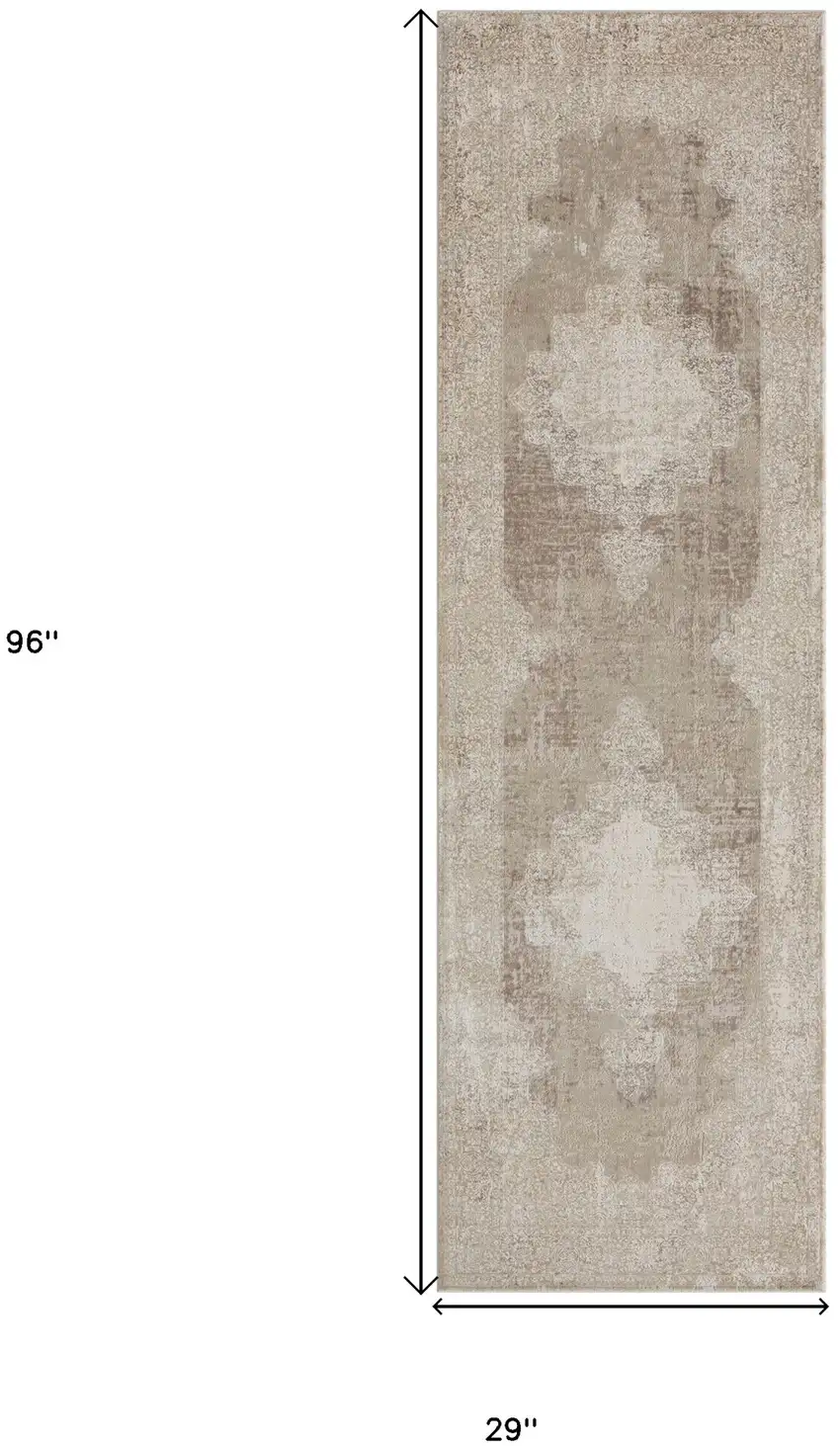 Ivory Medallion Runner Rug Photo 3