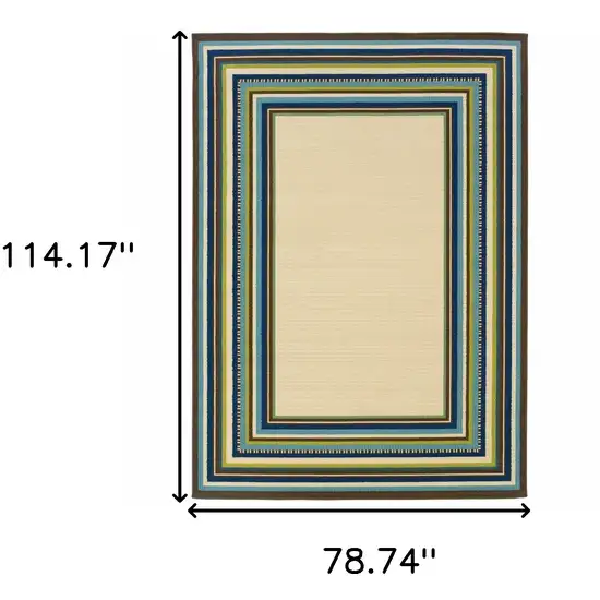 Ivory Mediterranean Blue and Lime Border Indoor Outdoor Area Rug Photo 6
