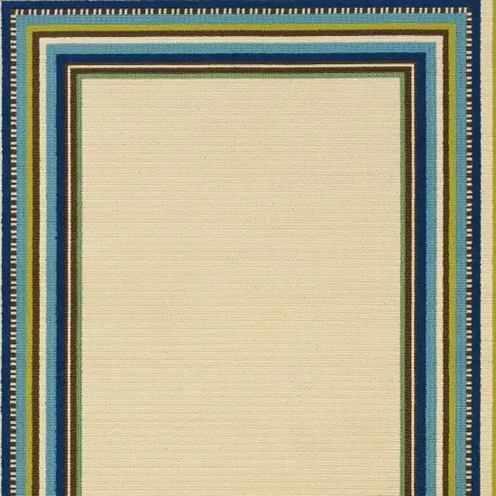 Ivory Mediterranean Blue and Lime Border Indoor Outdoor Area Rug Photo 4