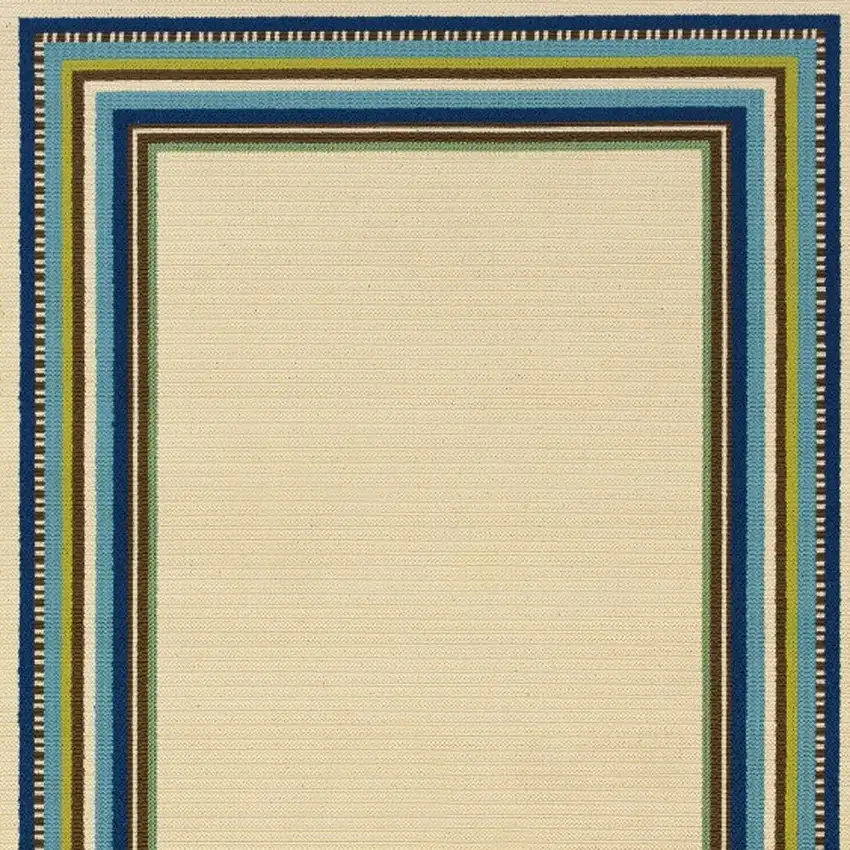 Ivory Mediterranean Blue and Lime Border Indoor Outdoor Area Rug Photo 4