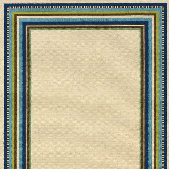 Ivory Mediterranean Blue and Lime Border Indoor Outdoor Area Rug Photo 4