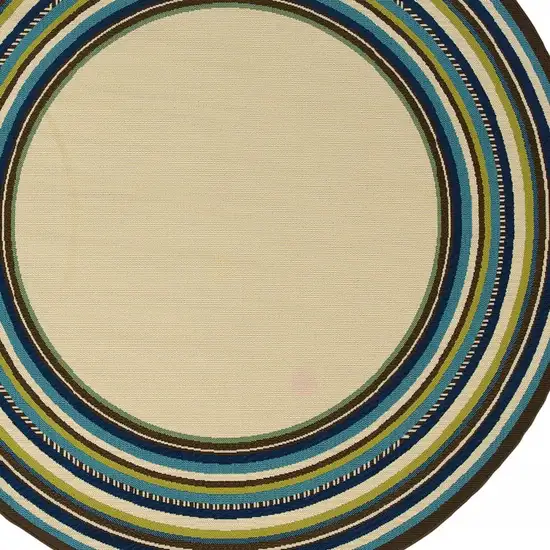 Ivory Mediterranean Blue and Lime Border Indoor Outdoor Area Rug Photo 5
