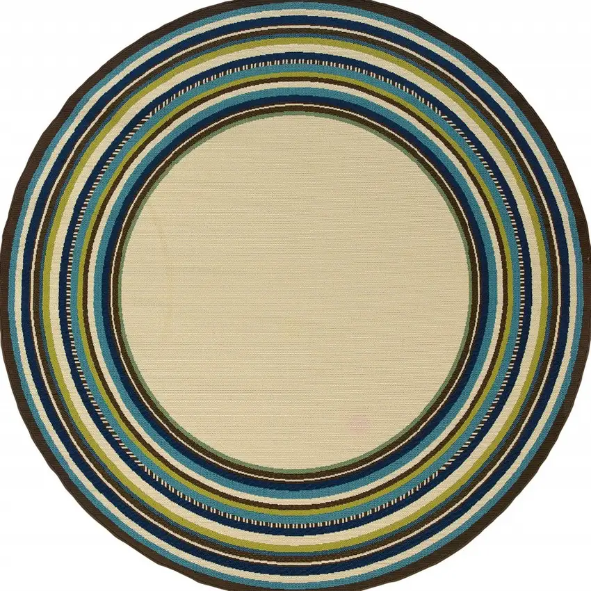 Ivory Mediterranean Blue and Lime Border Indoor Outdoor Area Rug Photo 6