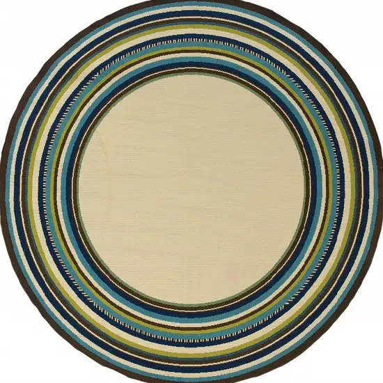 Ivory Mediterranean Blue and Lime Border Indoor Outdoor Area Rug Photo 6
