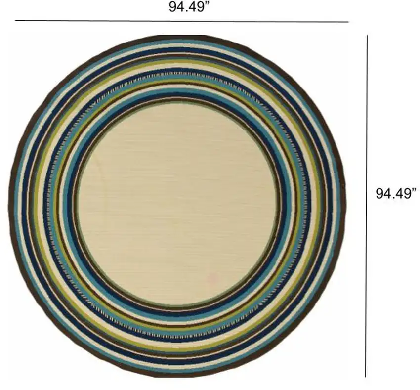 Ivory Mediterranean Blue and Lime Border Indoor Outdoor Area Rug Photo 3
