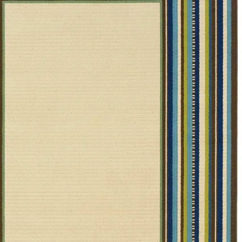 Ivory Mediterranean Blue and Lime Border Indoor Outdoor Area Rug Photo 4