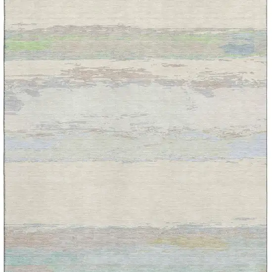 Ivory Mint Green And Teal Abstract Washable Area Rug With UV Protection Photo 3