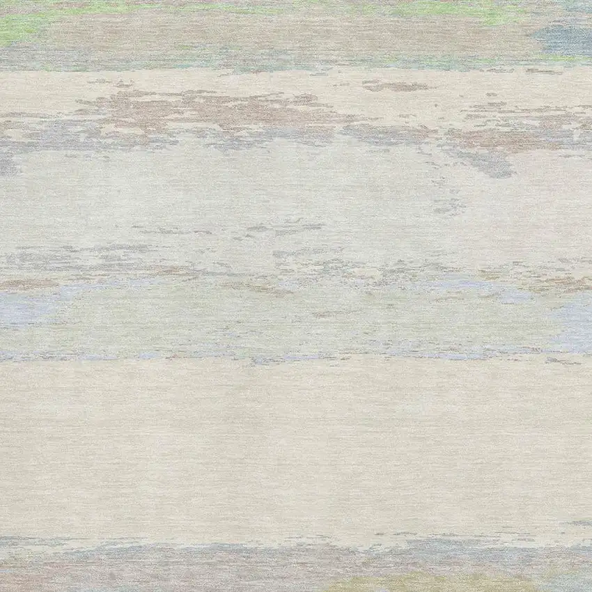 Ivory Mint Green And Teal Abstract Washable Area Rug With UV Protection Photo 2