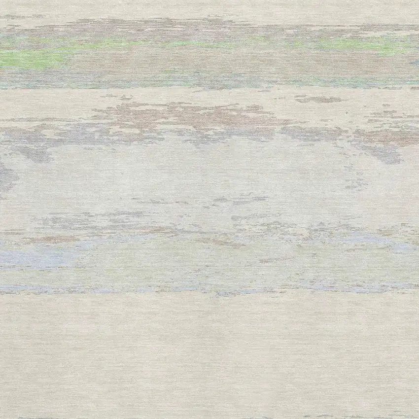 Ivory Mint Green And Teal Abstract Washable Area Rug With UV Protection Photo 2