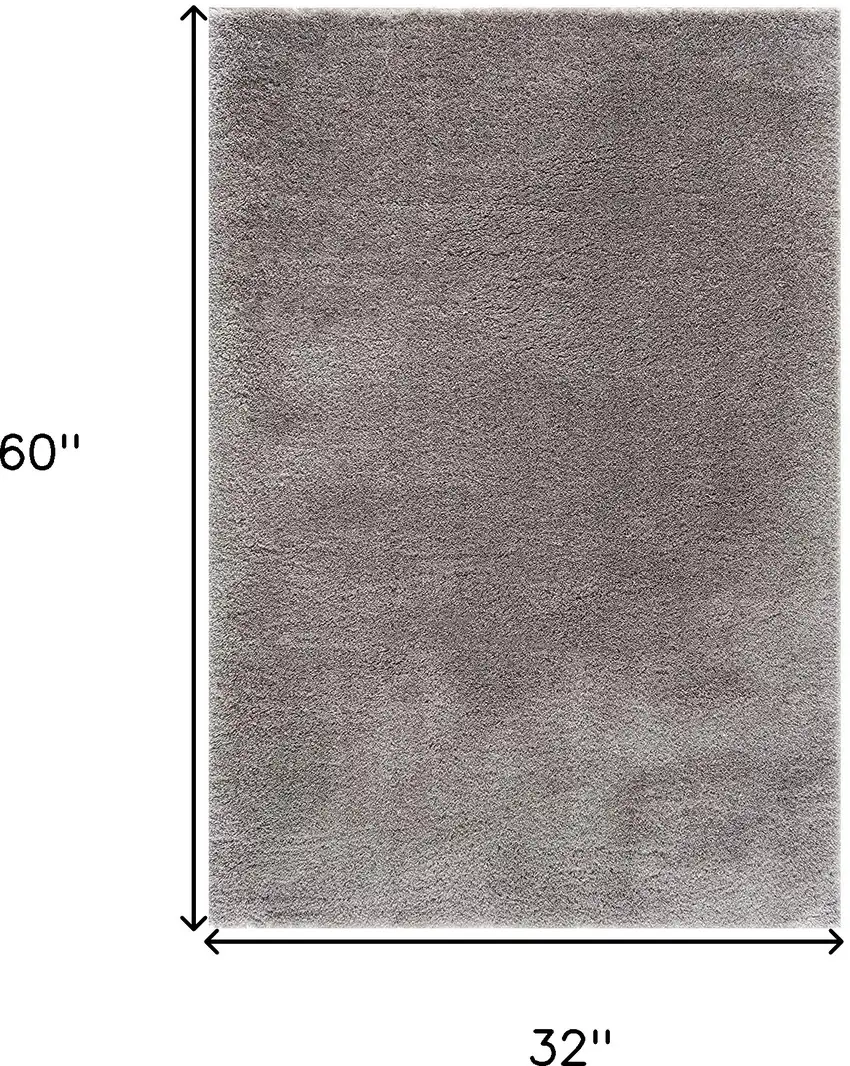 Ivory Modern Solid Shag Area Rug Photo 6