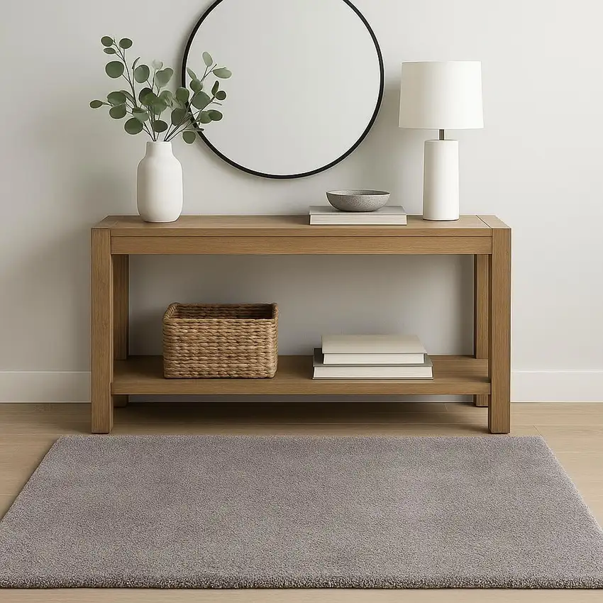 Ivory Modern Solid Shag Area Rug Photo 1