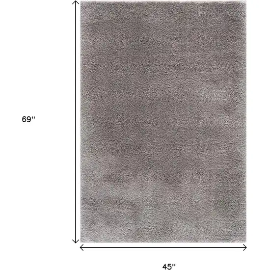 Ivory Modern Solid Shag Area Rug Photo 3