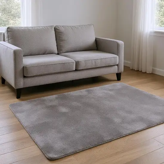 Ivory Modern Solid Shag Area Rug Photo 1
