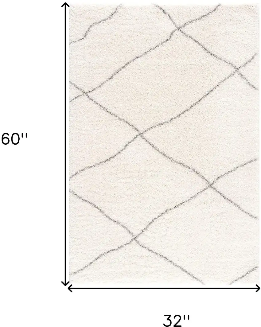 Ivory Modern Uneven Lattice Area Rug Photo 9