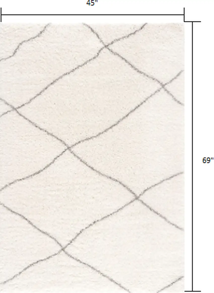 Ivory Modern Uneven Lattice Area Rug Photo 2