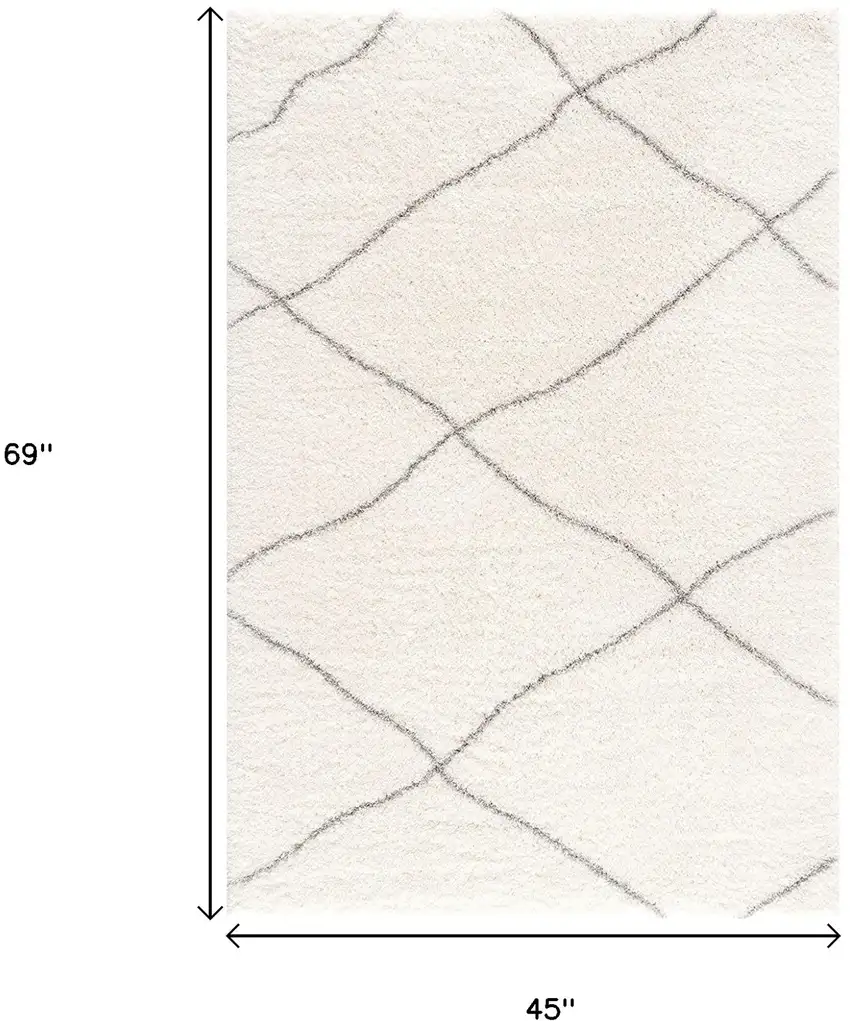 Ivory Modern Uneven Lattice Area Rug Photo 3