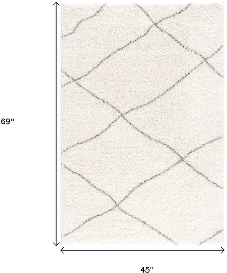 Ivory Modern Uneven Lattice Area Rug Photo 3