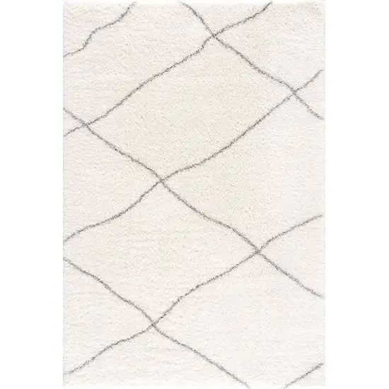 Ivory Modern Uneven Lattice Area Rug Photo 2