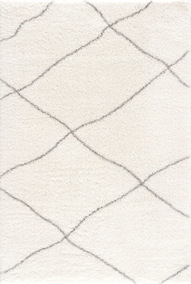 Ivory Modern Uneven Lattice Area Rug Photo 5