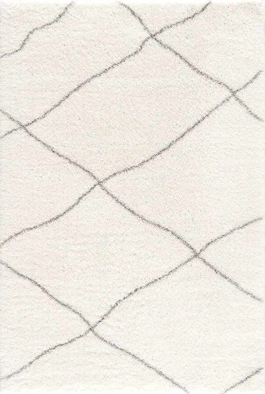 Ivory Modern Uneven Lattice Area Rug Photo 2