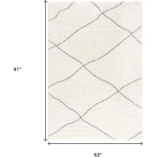 Ivory Modern Uneven Lattice Area Rug Photo 3