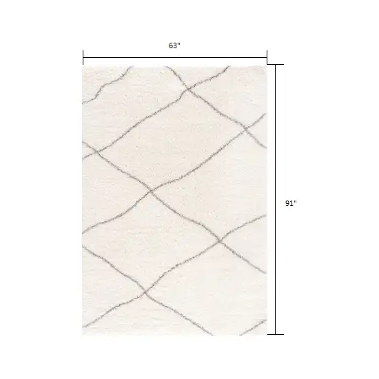 Ivory Modern Uneven Lattice Area Rug Photo 2