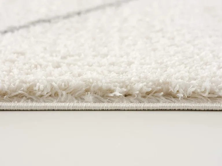Ivory Modern Uneven Lattice Area Rug Photo 5