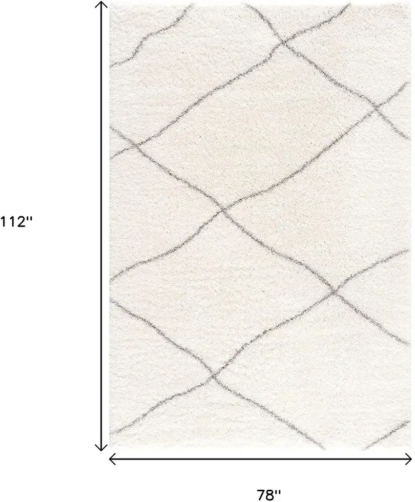 Ivory Modern Uneven Lattice Area Rug Photo 3