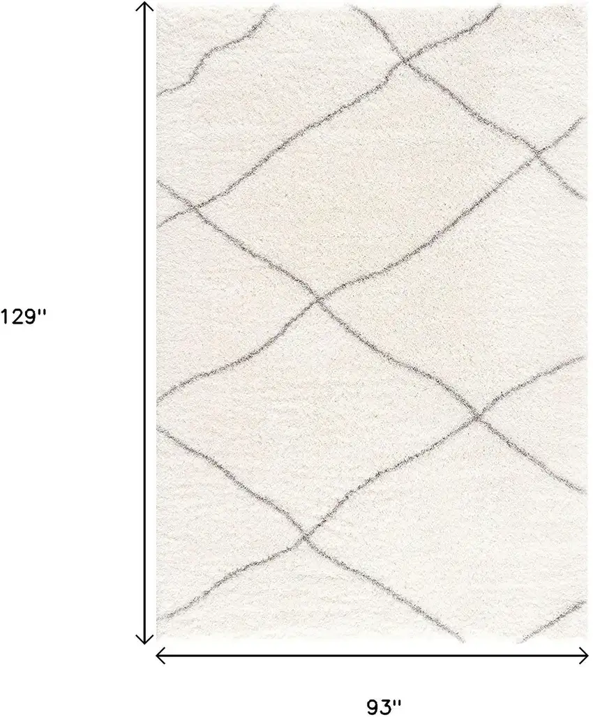 Ivory Modern Uneven Lattice Area Rug Photo 3