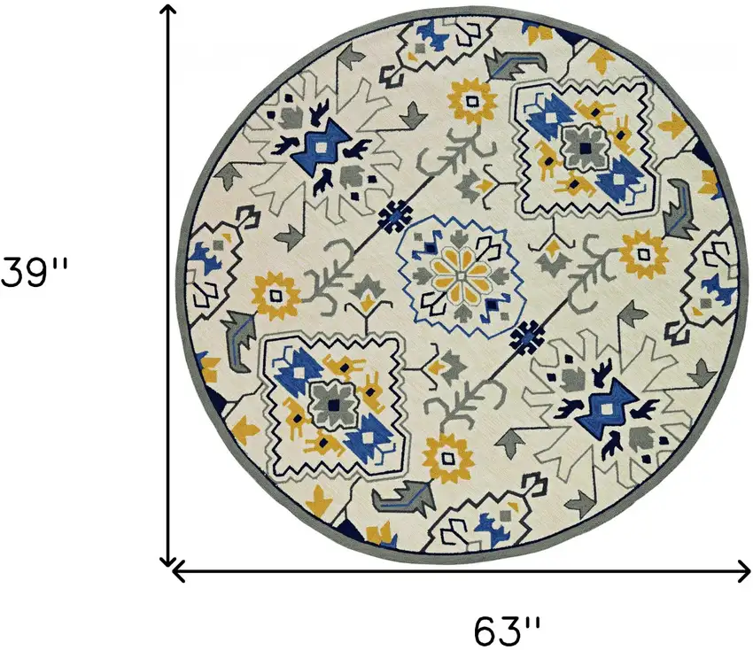 Ivory Mosaic Floral Area Rug Photo 4