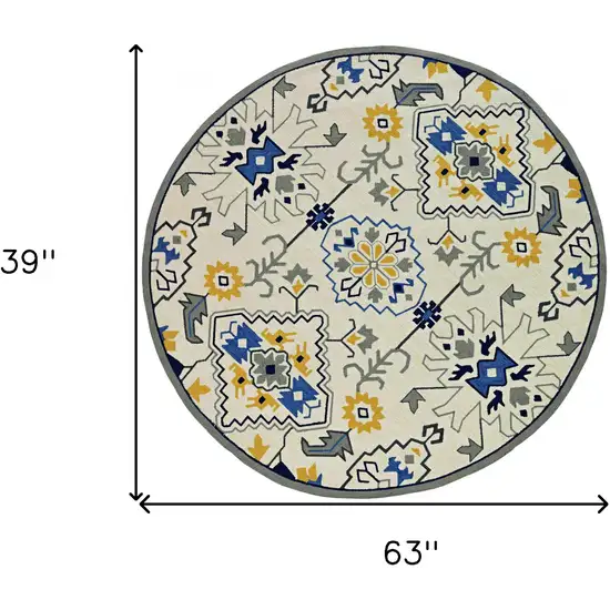 Ivory Mosaic Floral Area Rug Photo 4