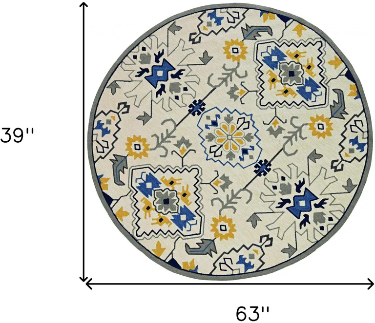Ivory Mosaic Floral Area Rug Photo 4