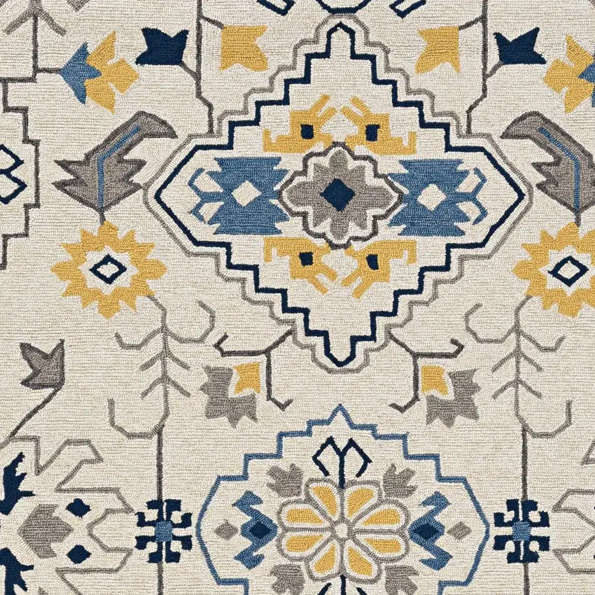 Ivory Mosaic Floral Area Rug Photo 6
