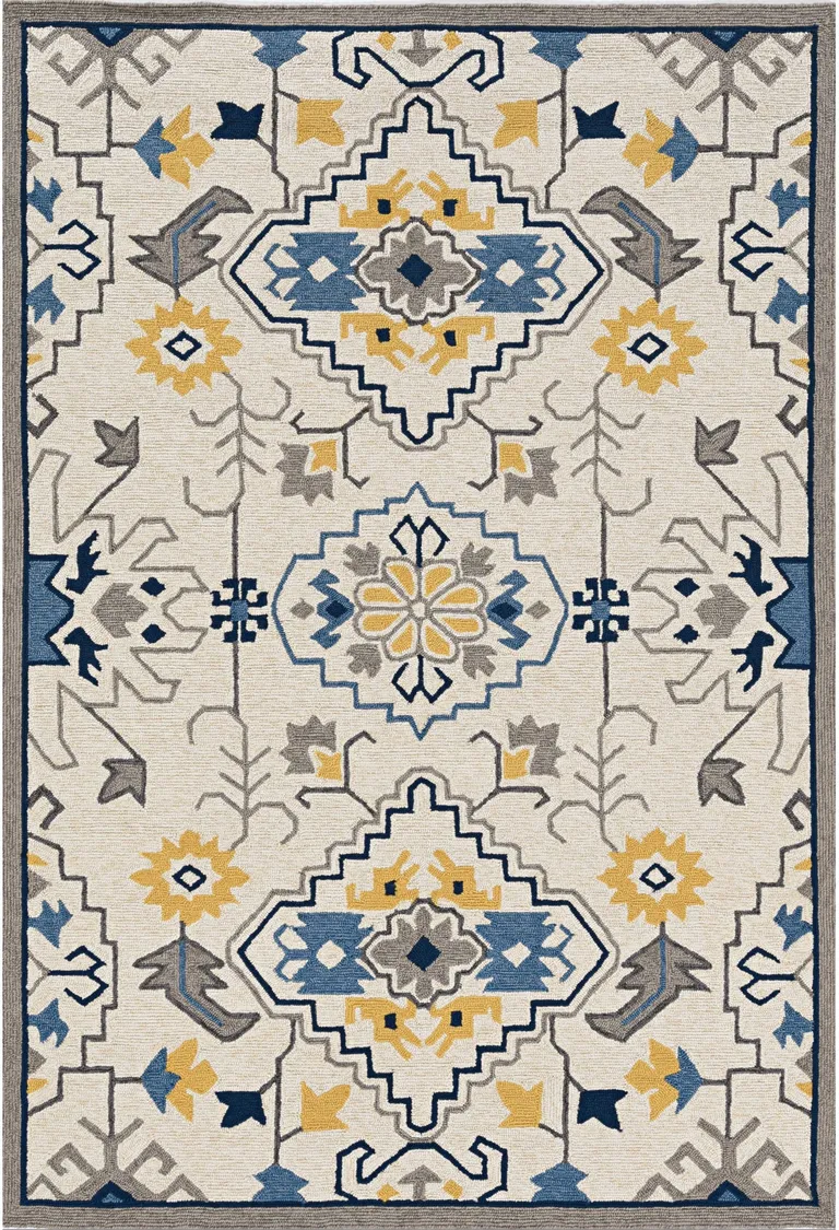 Ivory Mosaic Floral Area Rug Photo 4