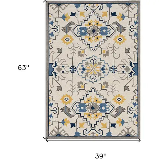 Ivory Mosaic Floral Area Rug Photo 3