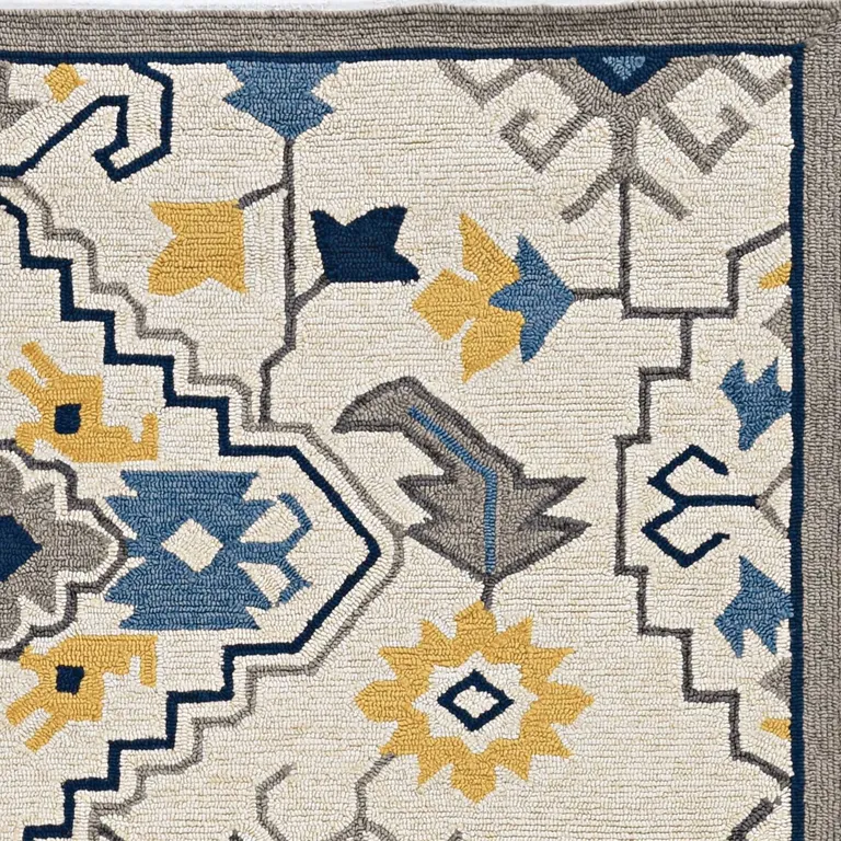 Ivory Mosaic Floral Area Rug Photo 1