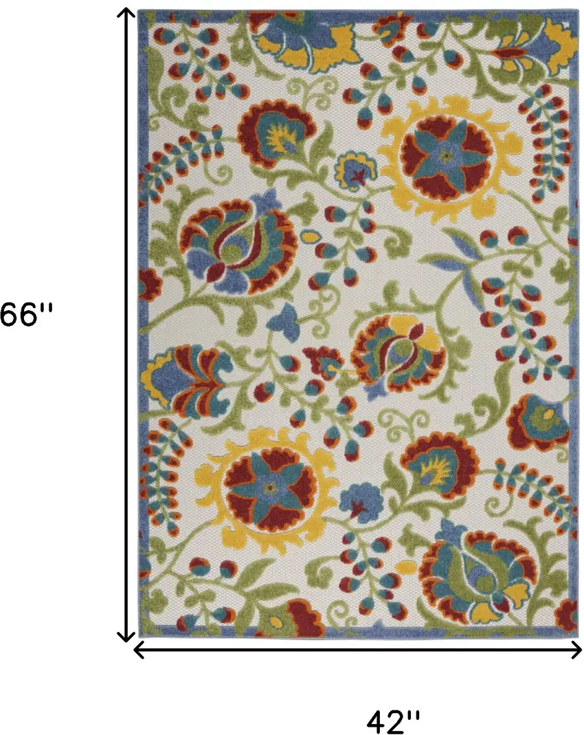 Ivory/Multi Floral Indoor Outdoor Area Rug Photo 9