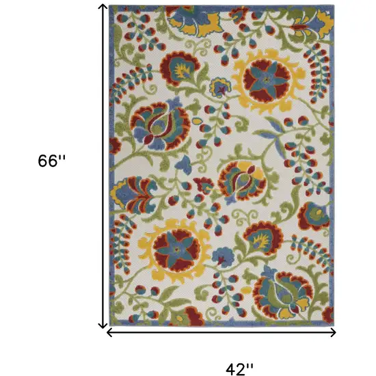 Ivory/Multi Floral Indoor Outdoor Area Rug Photo 9