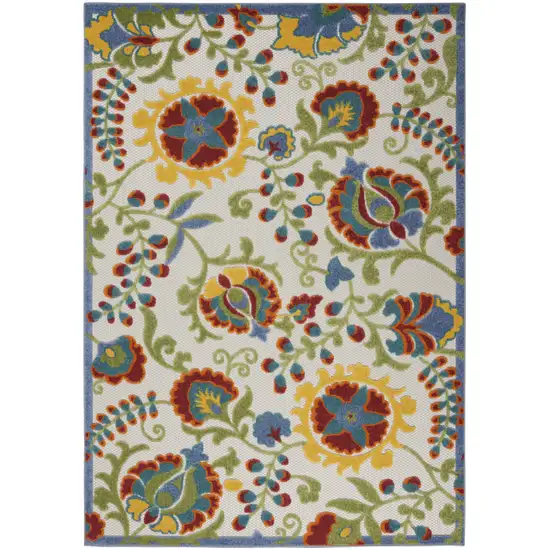 Ivory/Multi Floral Indoor Outdoor Area Rug Photo 6