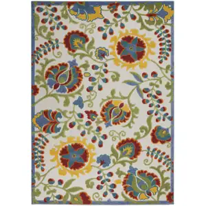 Photo of Ivory Multi Floral Indoor Outdoor Area Rug