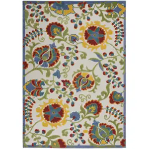 Photo of Ivory Multi Floral Indoor Outdoor Area Rug