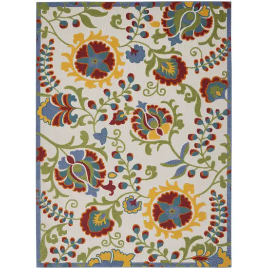 Ivory/Multi Floral Indoor Outdoor Area Rug Photo 7